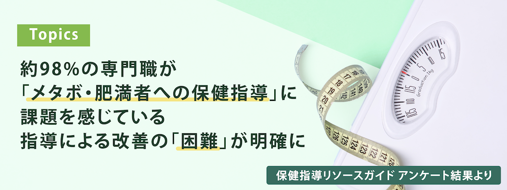 約98%の専門職が「メタボ・肥満者への保健指導」に課題を感じている  <br>指導による改善の「困難」が明確に